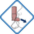 Diagram of using inhaler.