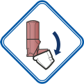 Diagram showing how to open inhaler.