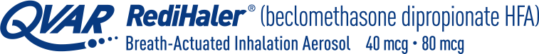 QVAR Redihaler® (beclomethasone dipropionate HFA) Breath-Actuated Inhalation Aerosol 40 mcg 80 mcg logo